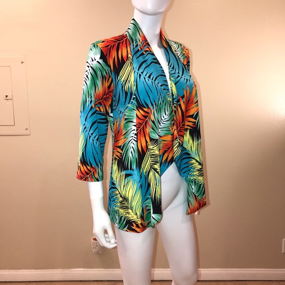 Slinky Brand Drape Open Front Jacket Tropical